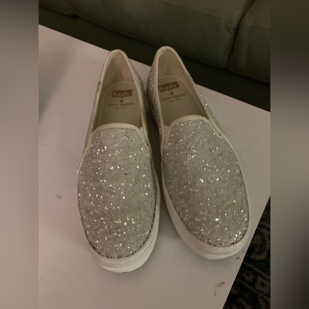 Keds x Kate Spade New York Double Decker Cream Glitter Slip On Sneaker Size 7